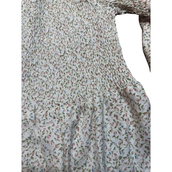 Shein Rouched Off the Shoulder Flare Sleeve Floral Long Tunic Size 2XL Boho - Picture 4 of 6